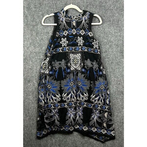 Ava and Yelly Tween Black Blue Floral Sleeveless Mini Dress Size 16